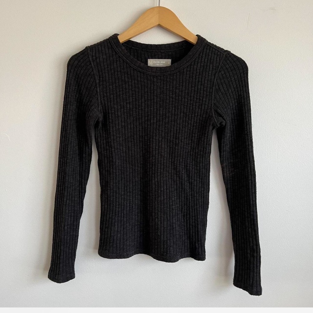 Everlane Charcoal Ribbed Knit Top - Picture 7 of 7